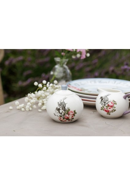 x V&a Alice In Wonderland Fine China Porselen 200ML Krema ve Şekerlik Seti