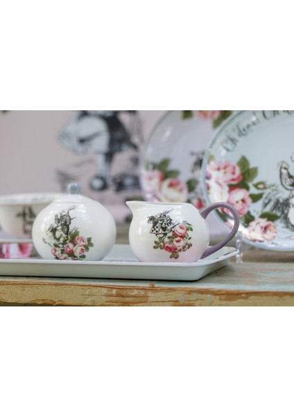 x V&a Alice In Wonderland Fine China Porselen 200ML Krema ve Şekerlik Seti