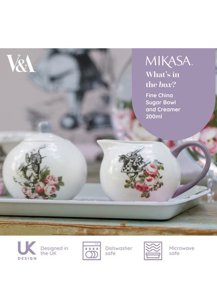 x V&a Alice In Wonderland Fine China Porselen 200ML Krema ve Şekerlik Seti