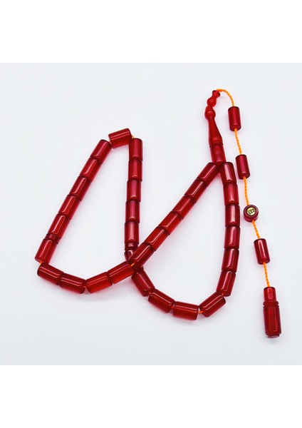 Koyu Turuncu Renkte Sıkma Ateş Kehribar Tesbih fiyatları