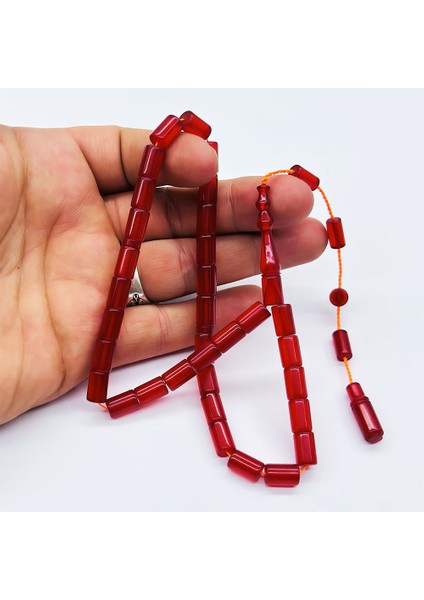 Koyu Turuncu Renkte Sıkma Ateş Kehribar Tesbih modelleri