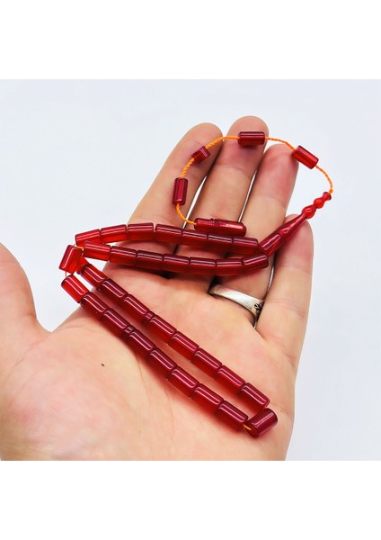 Koyu Turuncu Renkte Sıkma Ateş Kehribar Tesbih fırsatları