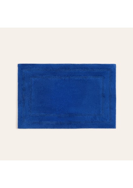 Solıd Çift Taraflı Pamuk %100 Pamuk Banyo Paspası 70X120 cm Koyu Mavi