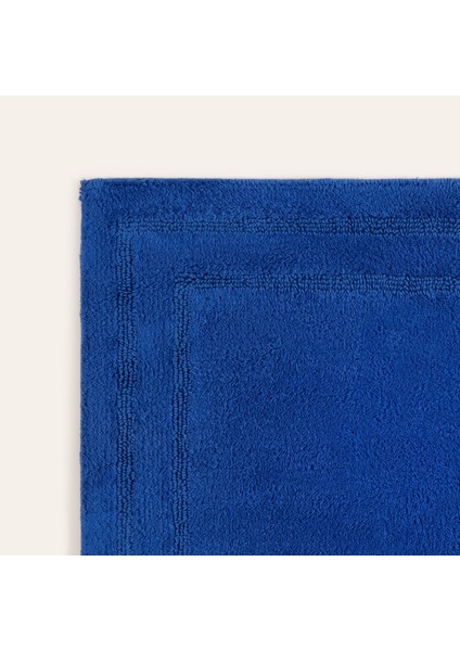 Solıd Çift Taraflı Pamuk %100 Pamuk Banyo Paspası 70X120 cm Koyu Mavi