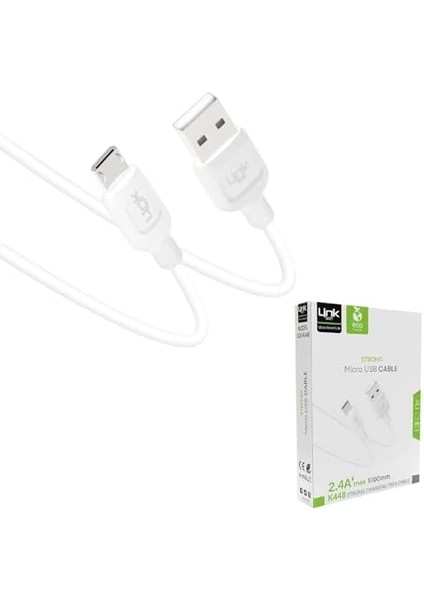 Mikro USB Veri/şarj Kablosu, 1 M, 2,4 A,strong Linktech Beyaz K448 fiyatları