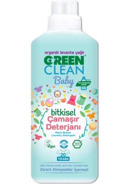 Green Clean Baby Bitkisel Çamaşır Deterjanı 1000 ml (20 Yıkama)