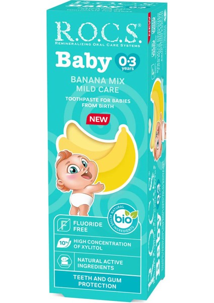 bebek Diş Macunu Muz Püresi Tadında 0 -3 Yaş 45 gr