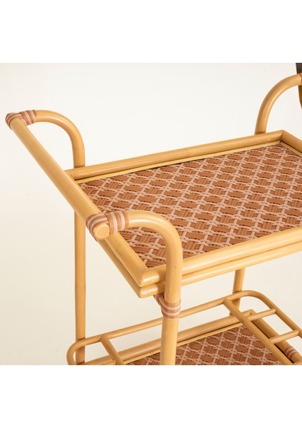 Java Rattan - Synthetıc Servis Arabası 78X46X85 cm Turuncu