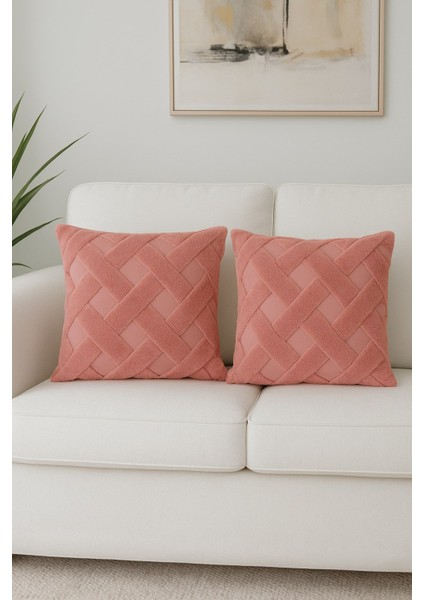 1 Adet Pembe Çizgili Pofuduk Kırılent Kılıfı 42X42 cm modelleri
