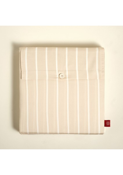 Solıd 300 Tc Geniş Çizgili Çift Kişilik Pamuk Saten Nevresim Seti 200X220 cm Krem modelleri