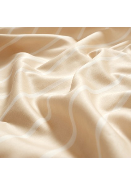 Solıd 300 Tc Geniş Çizgili Çift Kişilik Pamuk Saten Nevresim Seti 200X220 cm Krem fırsatları