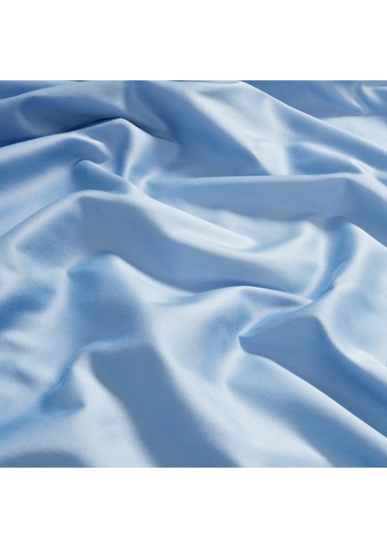 Solıd 300 Tc Çift Kişilik Pamuk Saten %100 Pamuk Saten Nevresim Seti 200X220 cm Mavi