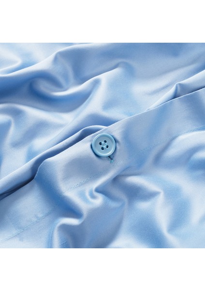 Solıd 300 Tc Çift Kişilik Pamuk Saten %100 Pamuk Saten Nevresim Seti 200X220 cm Mavi modelleri