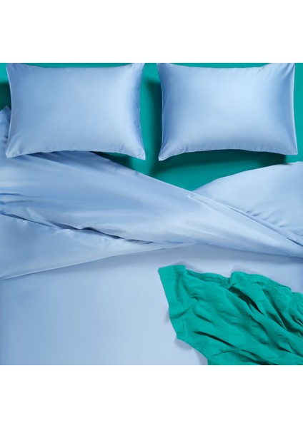 Solıd 300 Tc Çift Kişilik Pamuk Saten %100 Pamuk Saten Nevresim Seti 200X220 cm Mavi indirimleri