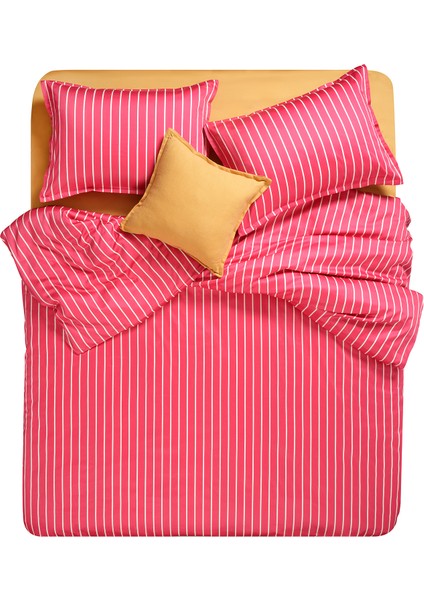 Solıd 300 Tc Geniş Çizgili Çift Kişilik Pamuk Saten Nevresim Seti 200X220 cm Fuşya fiyatları