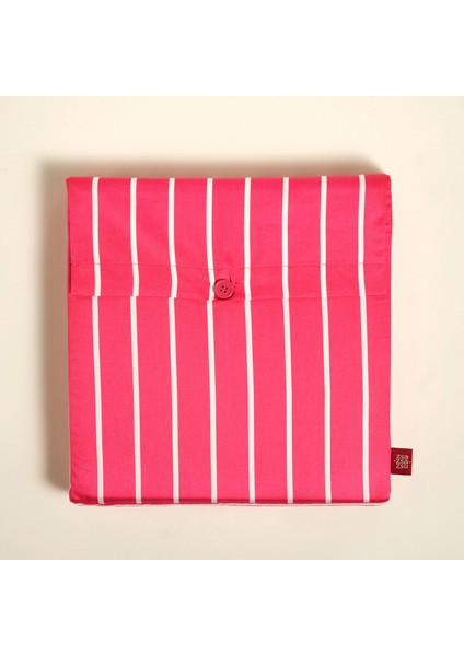 Solıd 300 Tc Geniş Çizgili Çift Kişilik Pamuk Saten Nevresim Seti 200X220 cm Fuşya modelleri