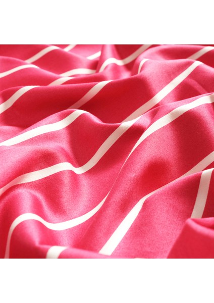 Solıd 300 Tc Geniş Çizgili Çift Kişilik Pamuk Saten Nevresim Seti 200X220 cm Fuşya fırsatları