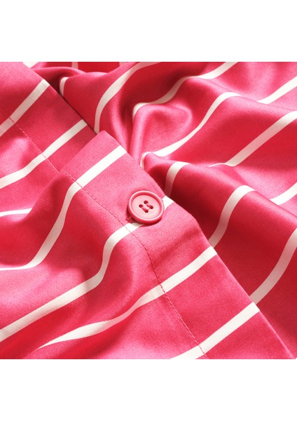 Solıd 300 Tc Geniş Çizgili Çift Kişilik Pamuk Saten Nevresim Seti 200X220 cm Fuşya indirimleri