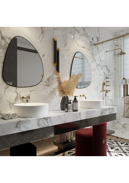 Asimetrik Duvar Aynası - Modern Mdf Çerçeveli, Yatak Odası & Salon Dekoru (AYP179) indirimleri