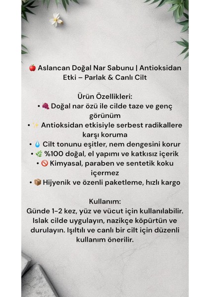 El Yapımı Doğal Nar Sabunu,doğal Sabun 1 Adet fiyatları