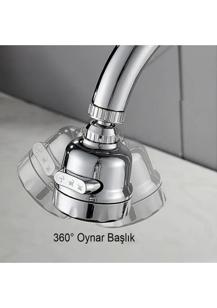 Sunup SN-27115 3 Kademeli Tasarruflu Musluk Başlığı 360 Derece Musluk Tayzik Aparatı