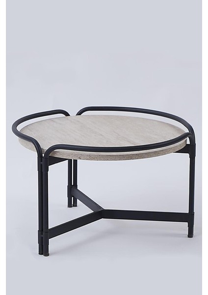 2'li Yuvarlak Orta Sehpa Seti – Modern Metal Ayaklı, Doğal Mermer Görünümlü Sehpa Takımı (80X45 cm + 60X35 Cm) fiyatları