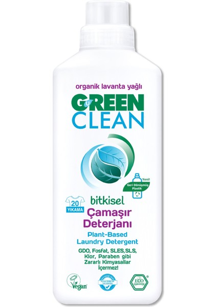 Green Clean Bitkisel Çamaşır Deterjanı 1000 ml (20 Yıkama)