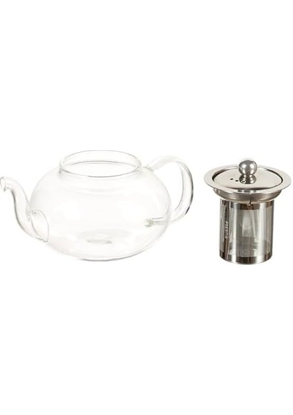 Cam Bitki Çayı Demliği 600 ml - Çelik Süzgeçli Demlik