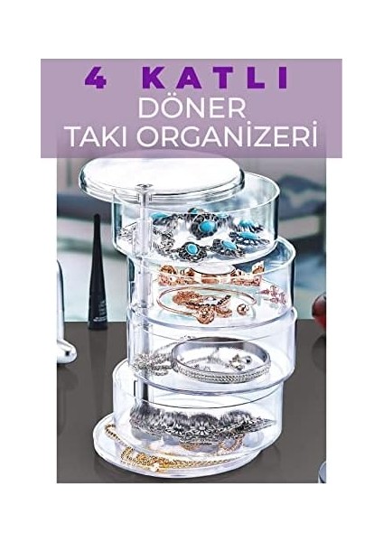 4 Katlı Döner Takı Organizeri