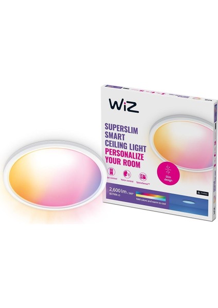 Superslim 22W Beyaz Sıva Üstü Rgb Akıllı LED Yuvarlak Panel Tavan Armatürü 42 cm Çapında 2600 Lumen