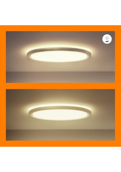 Superslim 22W Beyaz Sıva Üstü Rgb Akıllı LED Yuvarlak Panel Tavan Armatürü 42 cm Çapında 2600 Lumen indirimleri