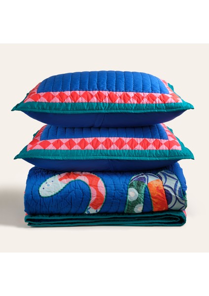 Uttar Kapitoneli 300 Tc Kıng Sıze Pamuk Saten Yatak Örtüsü Seti 260X280 cm Koyu Mavi fırsatları