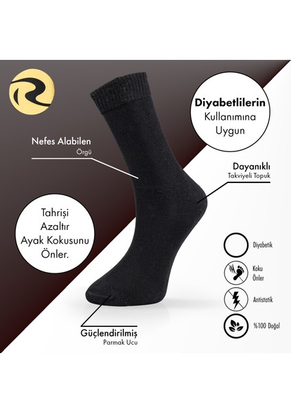 Pamuklu Dıyabetik Kadın Düz Çorap Premium 5'li fırsatları