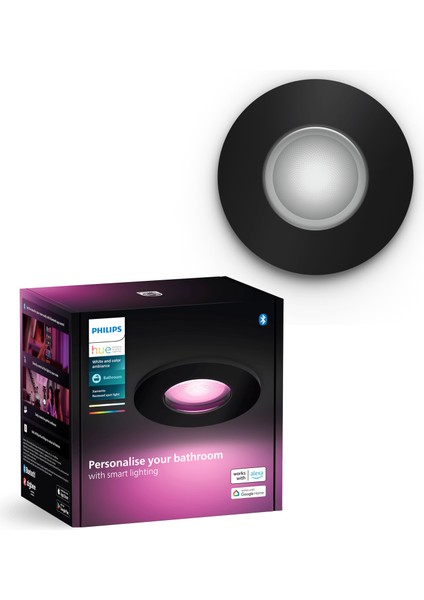 Hue Xamento Siyah Sıva Üstü Rgb Akıllı LED Spot IP44 400 Lumen GU10 Spot Dahildir