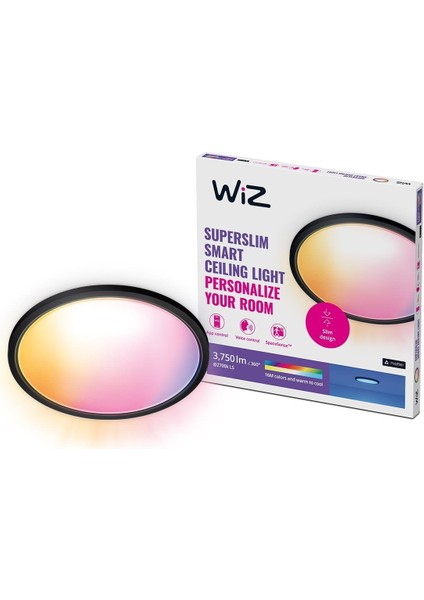 Superslim 32W Beyaz Sıva Üstü Rgb Akıllı LED Yuvarlak Panel Tavan Armatürü 55 cm Çapında 3750 Lumen