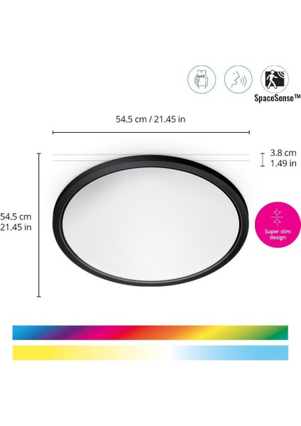 Superslim 32W Beyaz Sıva Üstü Rgb Akıllı LED Yuvarlak Panel Tavan Armatürü 55 cm Çapında 3750 Lumen modelleri