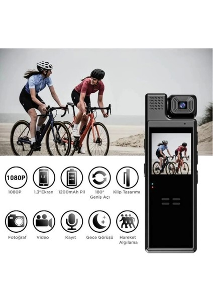 4K 180 Derece Vücut Kamerası Wifi Gece Görüşlü Aksiyon Kamerası indirimleri