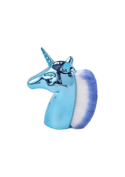 Unicorn Toz Fırça Tek Boynuzlu At Renkli Fırça Mavi