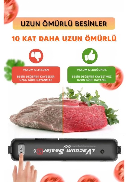 Gıda Vakum ve Mühürleme Makinesi- Yiyecek Tazeliği Koruma Ev ve Restoran Için