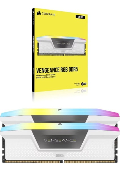 Corsaır Vengeance Rgb 64GB (2X32GB) 6000MHZ Ddr5 C30 1,40V Beyaz Ram Amd Expo (CMH64GX5M2B6000Z30W)