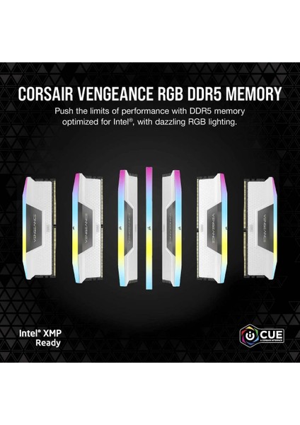 Corsaır Vengeance Rgb 64GB (2X32GB) 6000MHZ Ddr5 C30 1,40V Beyaz Ram Amd Expo (CMH64GX5M2B6000Z30W)