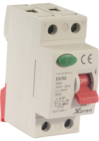 63A 6ka 30MA 2 Kutup (Elektronik-Ac Tip Hayat Koruma) Kaçak Akım Koruma Şalteri