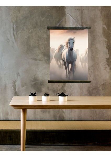 Koşan Atlar Tablosu Doğal Ağaç Kabuk Çerçeve modelleri