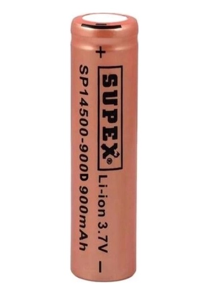 Supex 14500-900D Lityum Ion 3.7V 900MAH Şarj Edilebilir Düz Kafa Başlıksız Pil