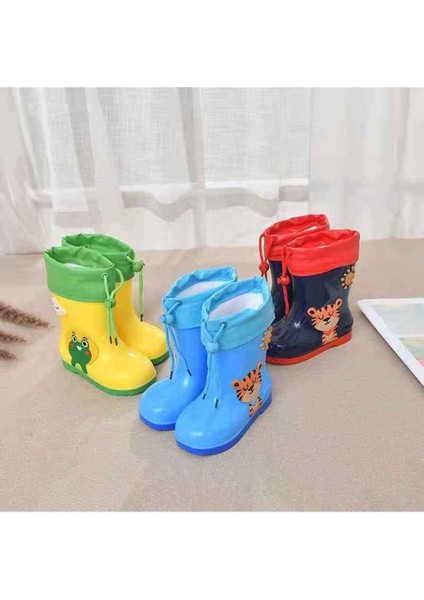 Junisteps Su Geçirmez Kauçuk Sevimli Hayvan Karakterli Çocuk Yağmur Bot - Mavi