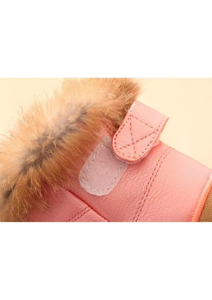 Peluş Tasarım Sıcak Tutan Suni Deri Çocuk Bot - Beyaz fiyatları