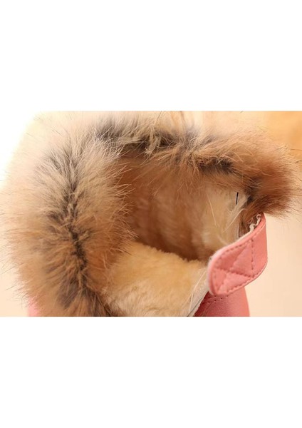 Peluş Tasarım Sıcak Tutan Suni Deri Çocuk Bot - Beyaz modelleri