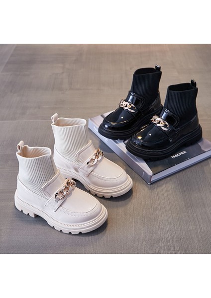 Rugan Gold Zincir Detaylı Çocuk Çorap Çizme - Siyah fiyatları