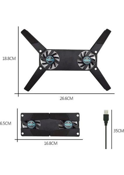 Pratik Katlanabilir Laptop Soğutucu 2 Fanlı