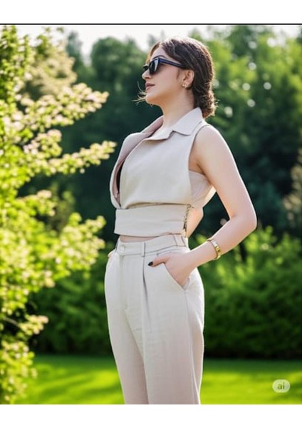 Dreas Keten Taş Rengi Bağlamalı Takım modelleri